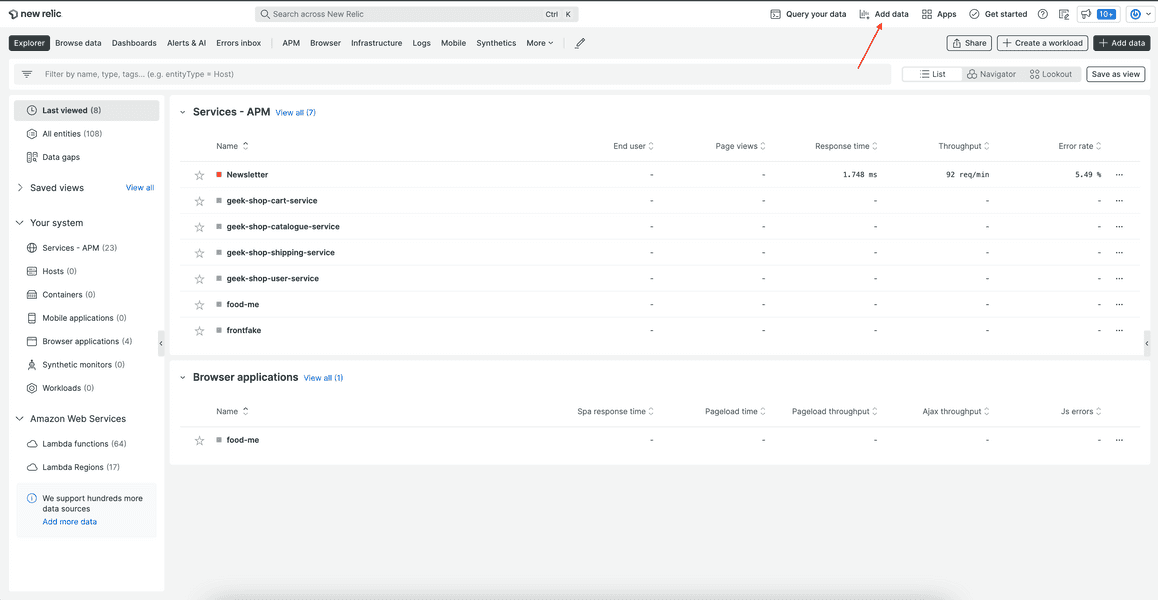 Navigate to Instant Observability